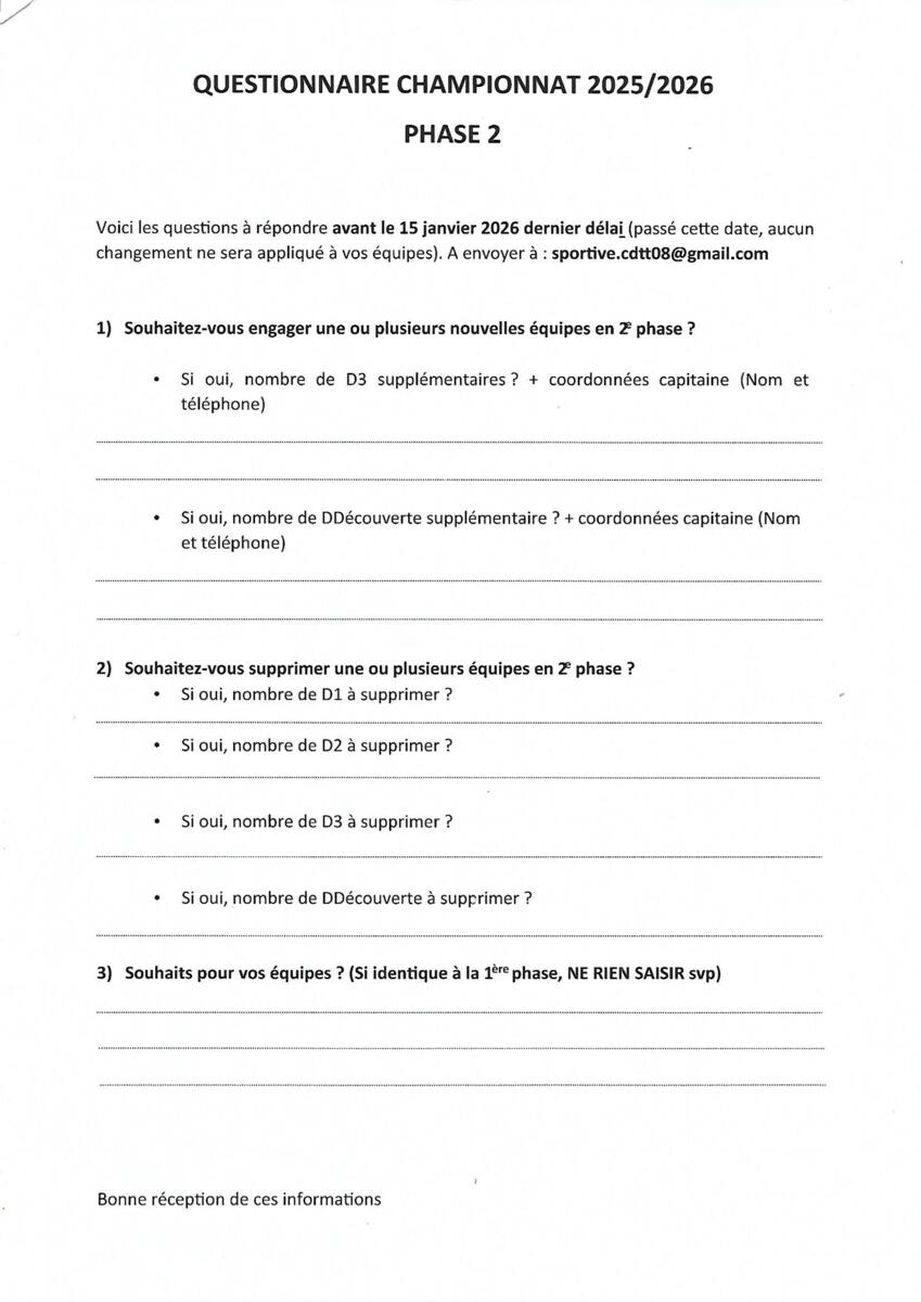 questionnaire championnat phase 2