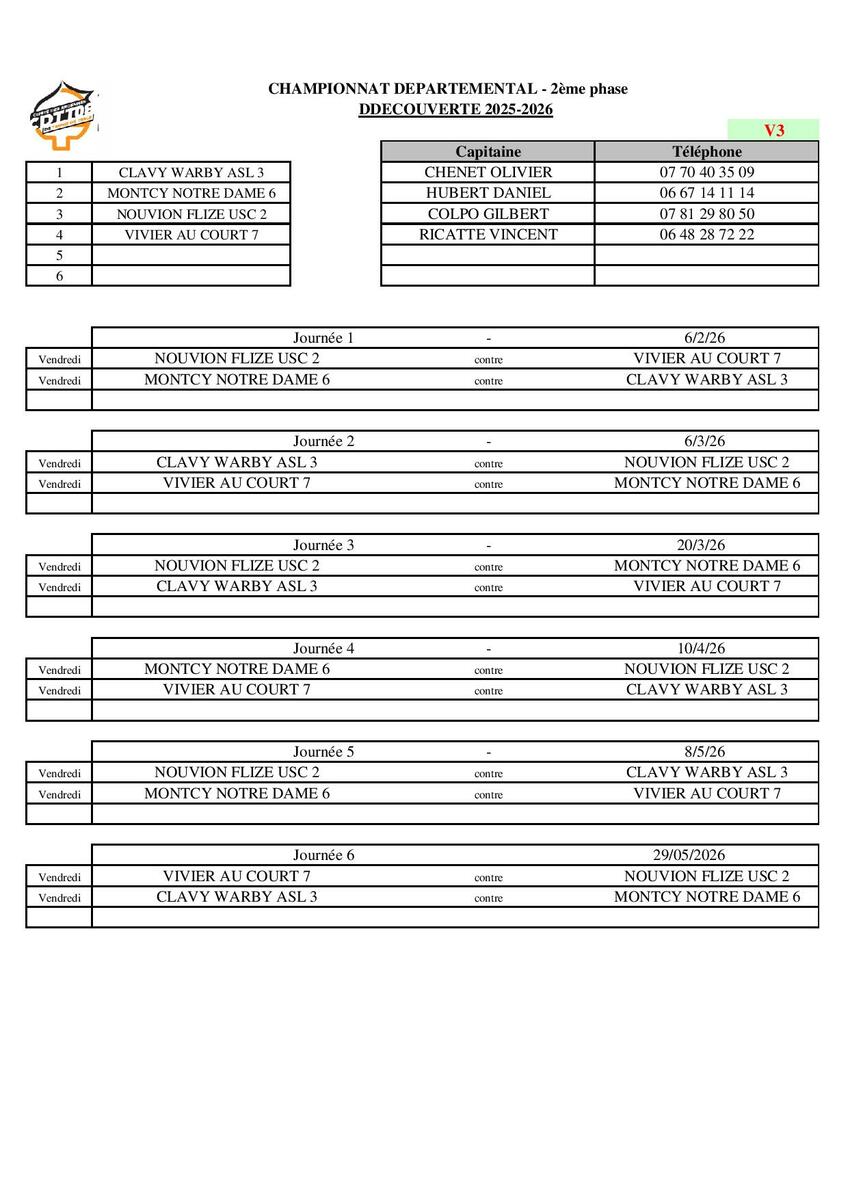 POULES PHASE 2 CHAMPIONNAT - VERSION 3