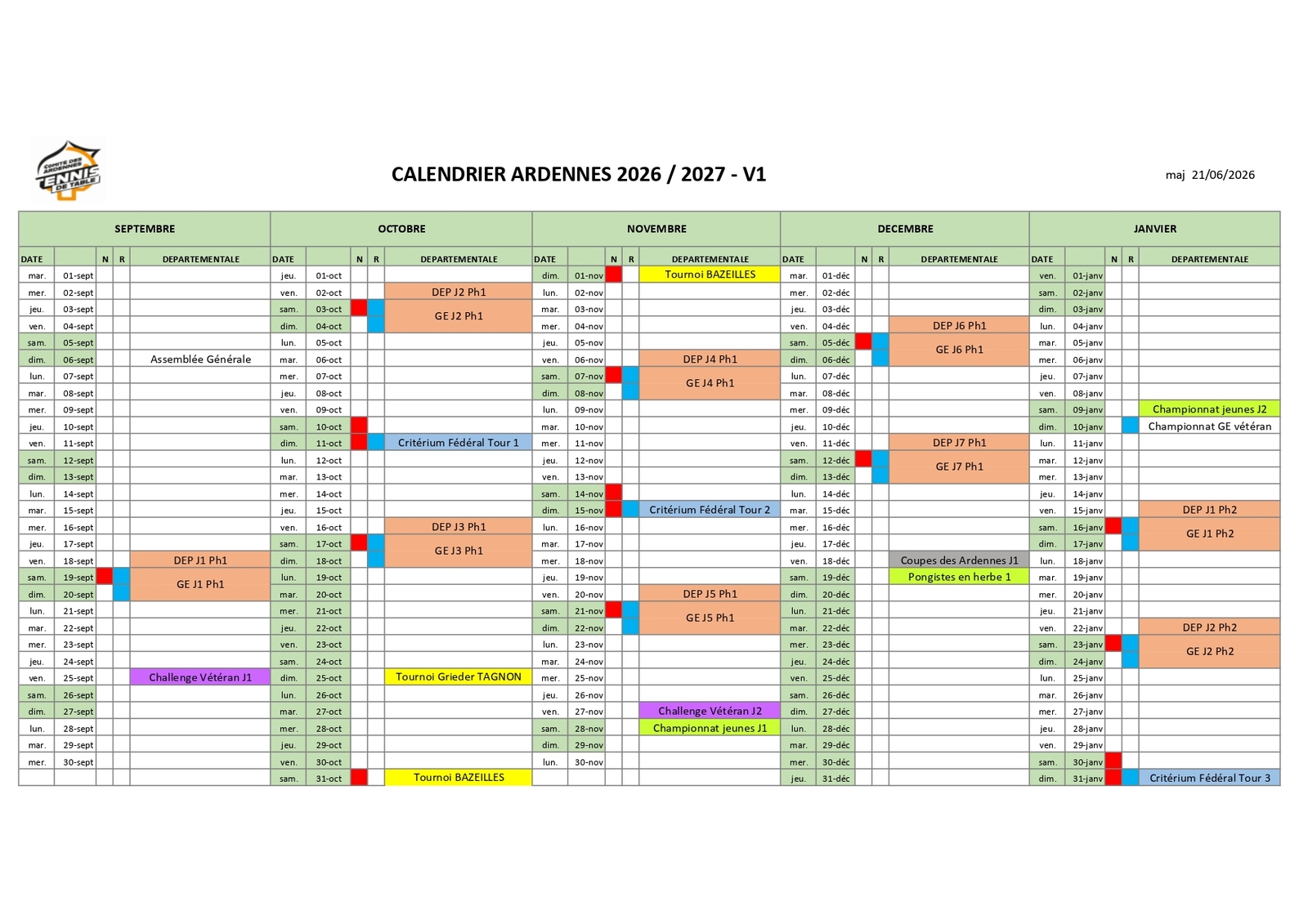 Calendrier 2026 / 2027 - Appel à candidature