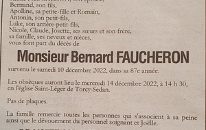 DECES BERNARD FAUCHERON