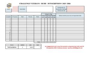 Challenge vétéran saison 2025 / 2026