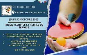 Soirée adulte tennis de table 30 oct 2025