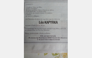 Décès de Léo KAPYRKA