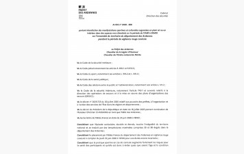 Arrêté d'interdiction des manifestations et de la pratique sportive