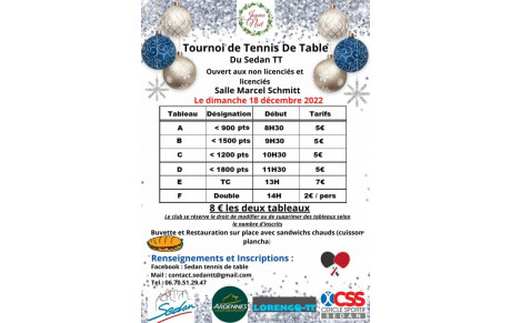 Tournoi amical de Noel du Sedan TT