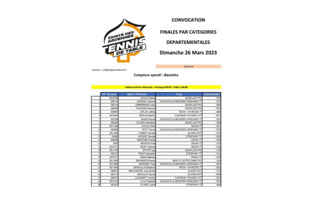 Convocation Finales départementales par catégorie - V2
