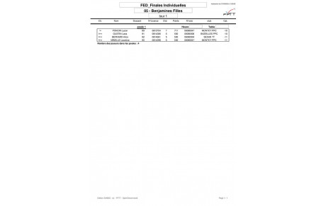 Finales par catégorie - résultats