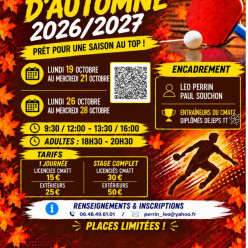 Stages de perfectionnement - Salle Bestel - Pendant les vacances d'Automne